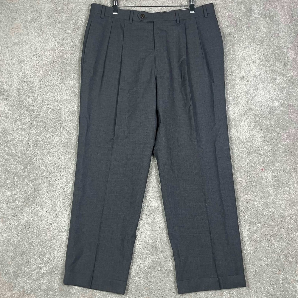 Lauren Ralph Lauren Dress Pants Mens Fits 35x28 Gray Pleated Wool Total Comfort